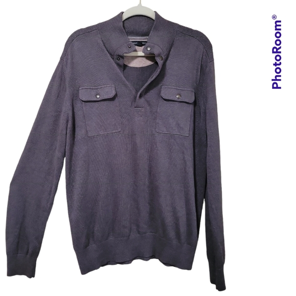 BANANA REPUBLIC GRAY/BROWN POPOVER SWEATER - L - Picture 2 of 7